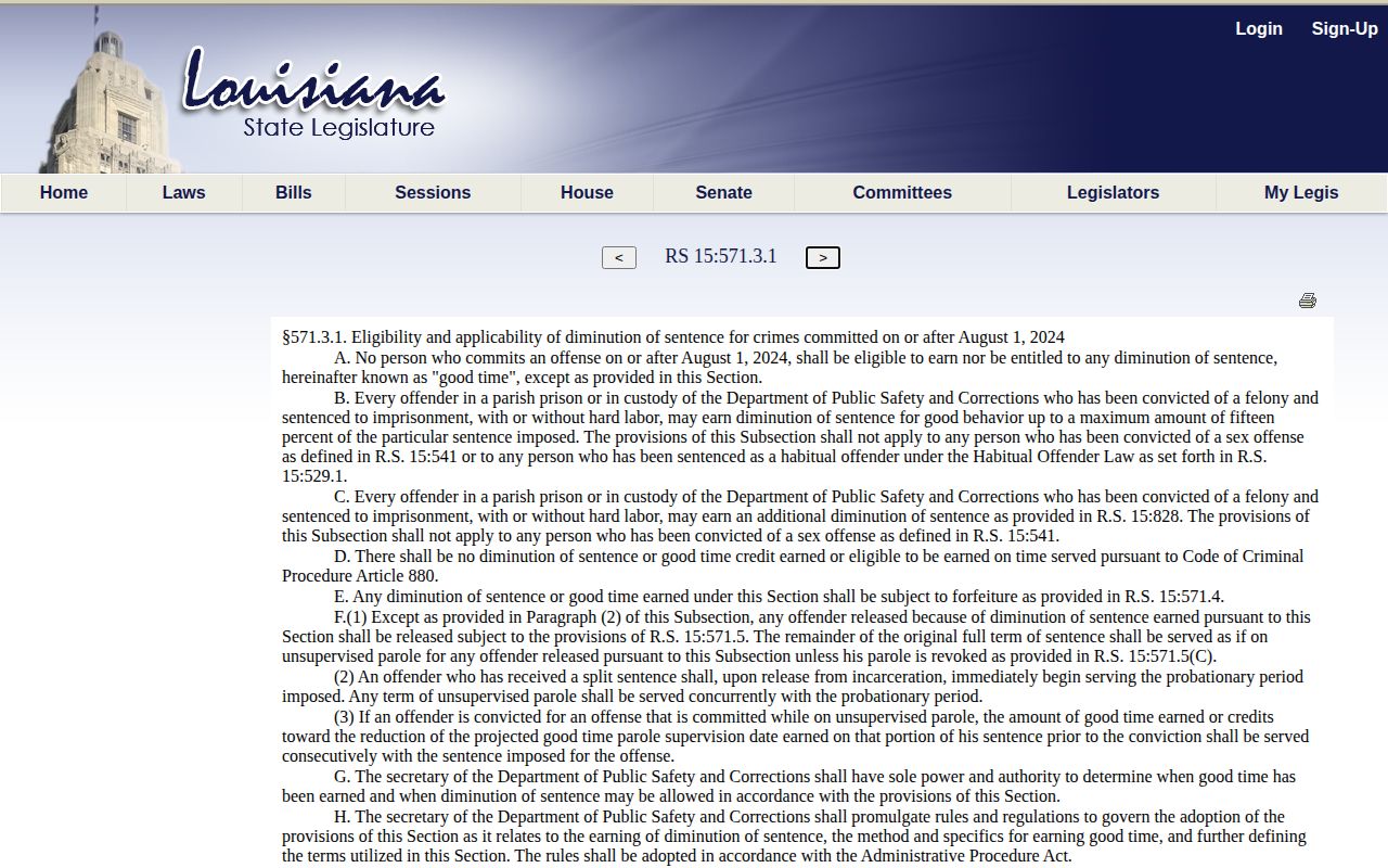 Rapides Parish projected release date good-time statute